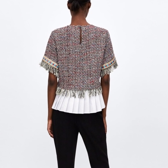 Zara Tweed Top with pleated detail - Picture 3 of 8